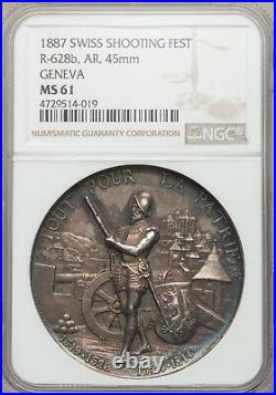 Switzerland 1887 GENEVA SHOOTING FESTIVAL Medal NGC MS61 AMAZING