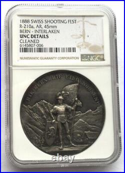 Switzerland 1888 Bern-Interlaken Shooting Festival NGC Silver Coin Medal, UNC