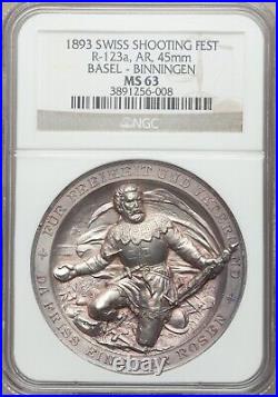 Switzerland 1893 BASEL SHOOTING FESTIVAL Medal NGC MS63 INCREDIBLE