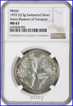 Switzerland 1972 NGC Medal Swiss Museum Of Transport Angel Coin, STUNNING TopPop