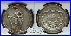 Switzerland Aargau 1896 NGC MS 64 Shooting Medal Musketeer Silver rare