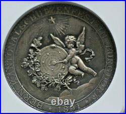 Switzerland Bern 1891 NGC MS 64 Shooting Medal Musketeer Silver rare Mint 250