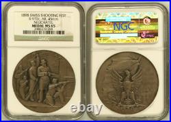 Switzerland Neuchatel 1898 NGC MS 65 Shooting Medal Silver Matte Swiss Unc