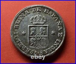 Top Popsilver Medal Proclamation Isabel II Philippines 1834. Excellent