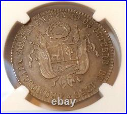 UNCIRCULATED 1856 peru silver medal 4 Reales NGC graded MS62 Lima Constitution