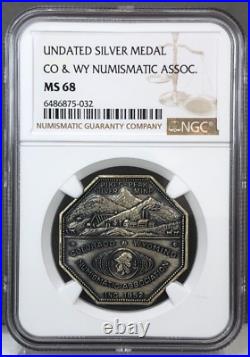 UNDATED SILVER MEDAL CO & WY NUMISMATIC ASSOC. Pikes Peak Mine NGC MS68