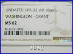 USA Washington Grant U. S Silver Mint Medal Paquet NGC MS 62 Baker-252 3