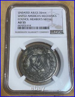 Undated Ar/Gs 35mm United American Mechanics Council Member Medal Ngc Au55