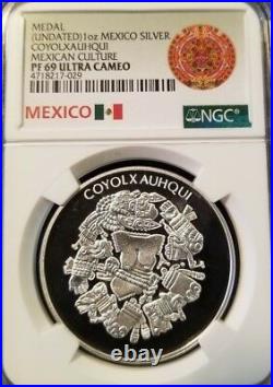 Undated Mexico Silver Medal Coyolxauhqui Mexican Culture Ngc Pf 69 Ultra Cameo