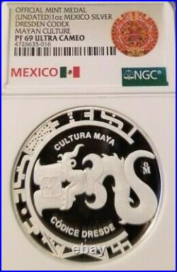 Undated Mexico Silver Medal Dresden Codex Mayan Culture Ngc Pf 69 Ultra Cameo