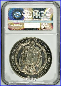 Very Rare Swiss 1881 Silver Shooting Medal Geneva Switzerland R-618b NGC MS62