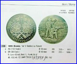 Very Rare Swiss 1899 Silver Shooting Medal Bern Bienne R-238a NGC MS61 Mint-152