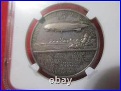 Weimar 1924 Zeppelin World Tour LZ-126 Silver Medal Kaiser-449 NGC MS 63 #2923