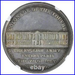 Wellington The English army enters Paris Silver Medal 1815 NGC MS 64 Mudie