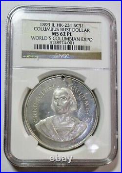 World's Columbian Medal Prooflike Slabbed Ms 62 Pl By Ngc White Metal Choice